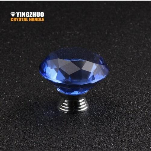 Door Handles Home Shoe Cabinet Wardrobe Cupboard Closet 40mm Diamond Crystal Glass Alloy Round Drawer Pulls Knobs Furniture