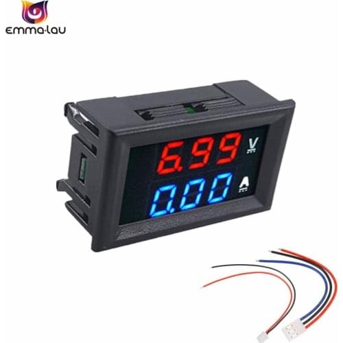 Dual LED Color Display Current Voltage Meter Tester Mini Digital DC 100V 10A Voltmeter Ammeter Panel With Wires