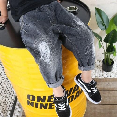 3-10 Years Big Boys Jeans Ripped Casual Denim Pants Jeans Kids Boy Autumn Trousers 2019 Korean Fashion Children Harem Pants New