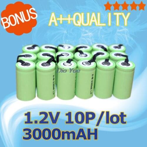 Golooloo 10Pcs/Lot 3000mAh 1.2V Sub C SC Ni-MH NiMH Rechargeable Battery Batteries