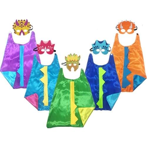 Boys Girls Dino Costume Dinosaur Cape with Matching Gloves Anime Costumes Blue Red Green Christmas Easter