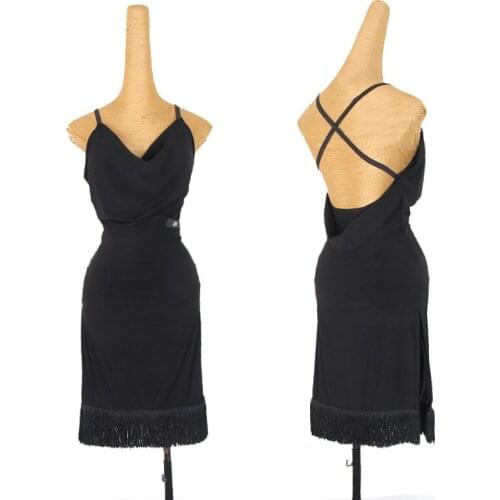 Latin Dance Dress Women Adult Sling Sexy Fringe Practice Clothes Professional Rumba Tango Samba Cha Cha Dance Costumes DQL5508