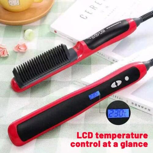 Multifunctional Hair Straightener Brush Electric Beard Curler Ceramic Comb Hair Straightener Electric Staightener Brush