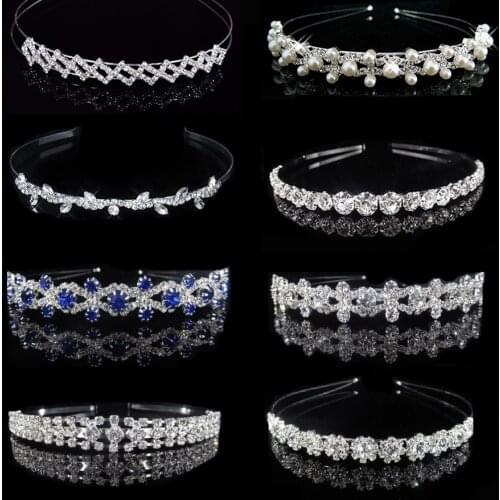 New Hair Band Wedding Hair Accessories for Women Girls Headband Hair Ornaments Headpiece Blue Crystal Crown Hair Jewelry