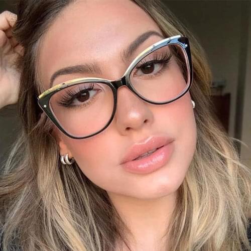 48168 Square Plastic Titanium Anti-blue Light Glasses Frames Ultralight Cat Eye Men Women Optical Fashion Computer EyeGlasses