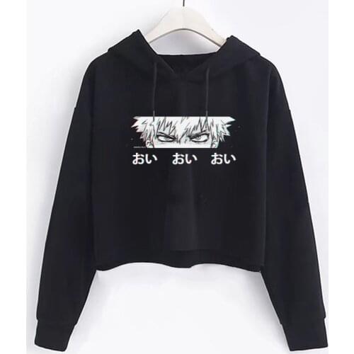 Autumn Anime Sweatshirt My hero Academia print Streetwear Japanese Punk Gothic Hoody Harajuku y2k Cropped Hoodie Sexy Pullovers