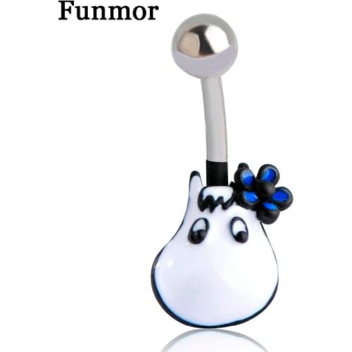 Blue Flowers Hippo Navel Belly Button Ring Pircing Surgical Steel Animal Helix Navel Piercings For Woman Bikini Beach Jewelry