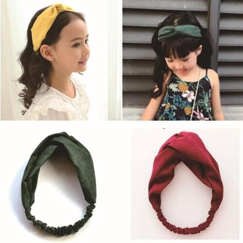 Fashion Baby Girl Soft Headbands Vintage Cross Knot Elastic Hairbands Bandanas Children Girls Hair Bands Kids Hair Accessories
