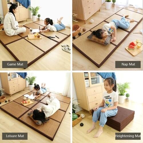 Folding Japanese Traditional Tatami Mattress Rectangular Large Floor Weaving Straw Mat Yoga Sleeping Tatami Mat Floor