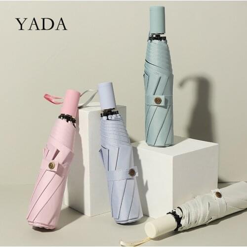 YADA INS Fashion Pure Business 3-Folding Umbrella Fold For Women Man UV Rainproof Umbrella Parasol Rain Sun Umbrellas YD200214