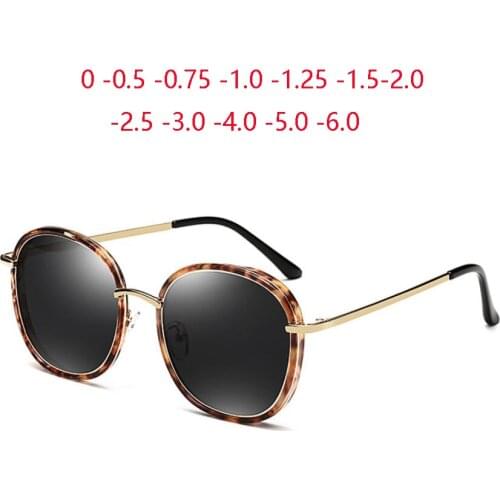 Metal Oval Myopic Lens Prescription Sunglasses Women Polarized Vintage Gray Lens Diopter Sun Glasses Female 0 -0.5 -0.75 To -6.0