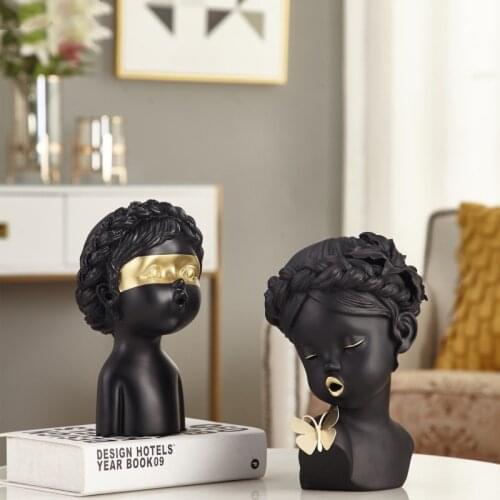 Resin Human Sculpture Abstract Butterfly Girl Statuette Bust Handicraft Furnishings Home Desktop Decoration Accessories