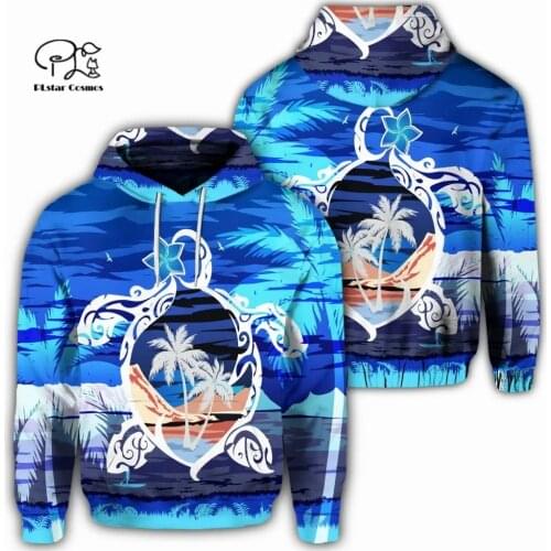 PLstar Cosmos 3DPrint Newest Turtle Polynesian Coconut Tree Tribe Funny Harajuku Streetwear Unisex Hoodie/SweatshirtZip A-11