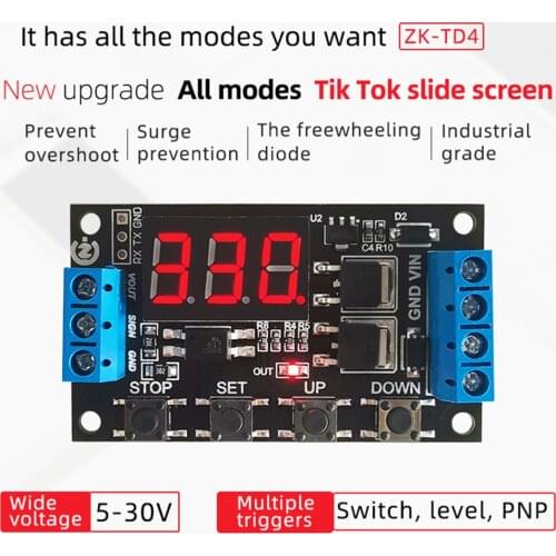 DC 5V 12V 24V Trigger Cycle Timer Delay Controller Module 15A 400W MOS Control Switch Circuit Board Timing Control Module DIY