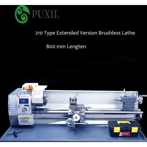 V210 Lengthen stainless steel long metal milling machine precision lathe, DIY mini variable speed table lathe machine
