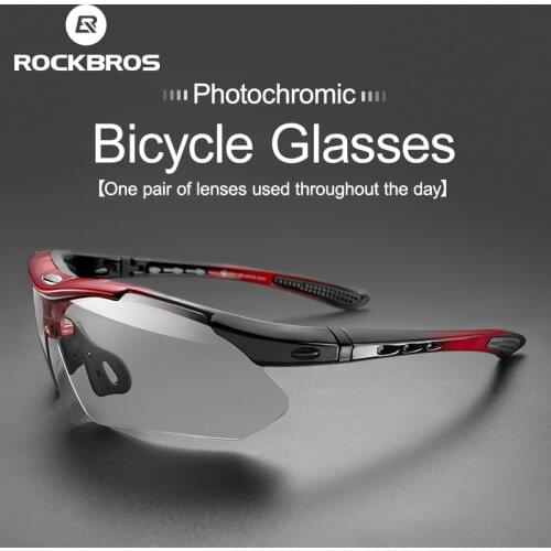 ROCKBROS Cycling Sun Glasses Bike Bicycle Eyewear Photochromic UV400 Lens Gradient Blue Frame Sport Sunglasses for Men Women