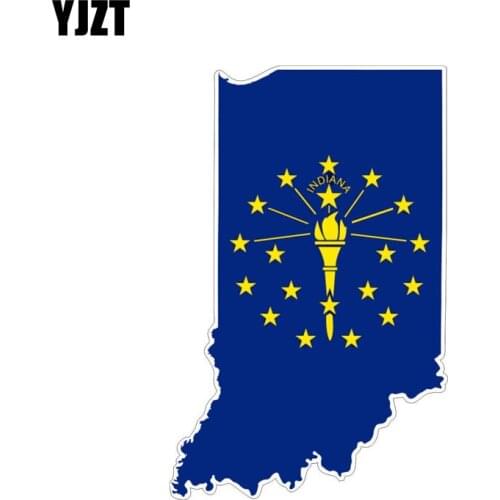 YJZT 14.4CM*9.3CM Decorate Indiana Flag Map Decal Windows PVC Car Sticker 6-1201