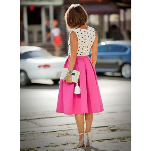 Simple Tea Length Fuchsia Color Satin Skirts For Women Zipper Style Mid Calf Skirt Zipper Custom Made High End Adult Bottom