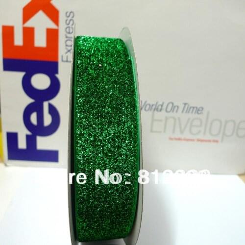 1-1/2'' 38mm #06 Green Glitter Metallic Velvet Ribbon