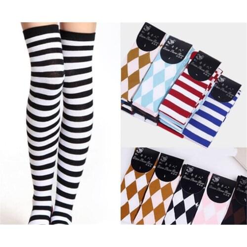 Women stripe Stockings Sexy Over Knee Anime Accesories Lolita Socks B433
