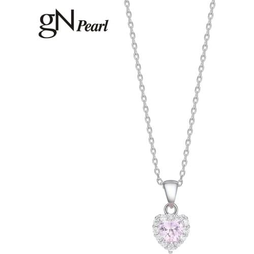 GN Pearl Heart Shape Love Forever Pendant Women Necklace Charm Girls Choker Simple Romantic Female Shiny Jewelry gN Pearl