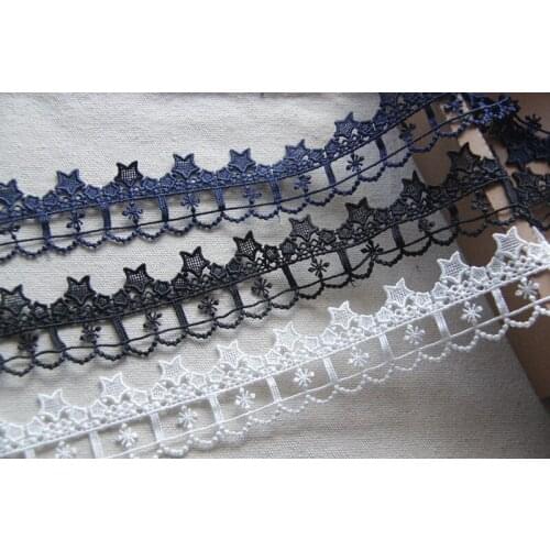4CM Width Navy blue star hollow out embroidered lace ribbon sewing/garment/clothes accessories