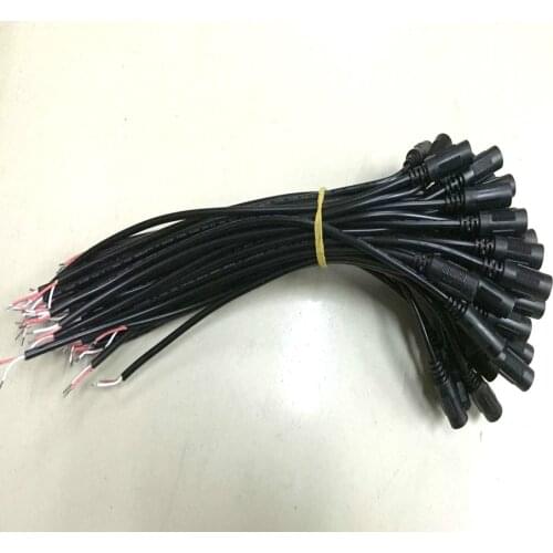 50pcs/lot 18AWG 5.5x2.1mm Female DC Power Adapter Jack Connector Cord Cable 30cm