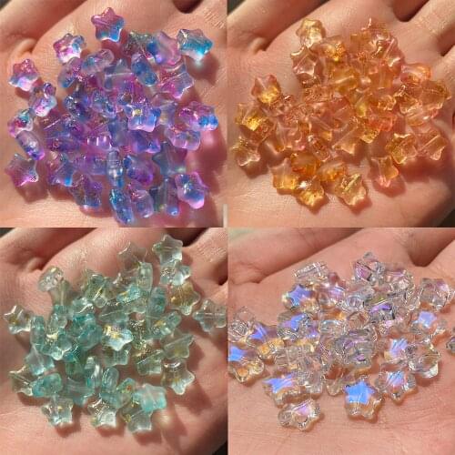 8x8mm 20pcs Mermaid AB Color Star Lampwork Crystal Czech Glass Spacer Beads For Jewelry Making Handmade DIY Accessories Hairpin