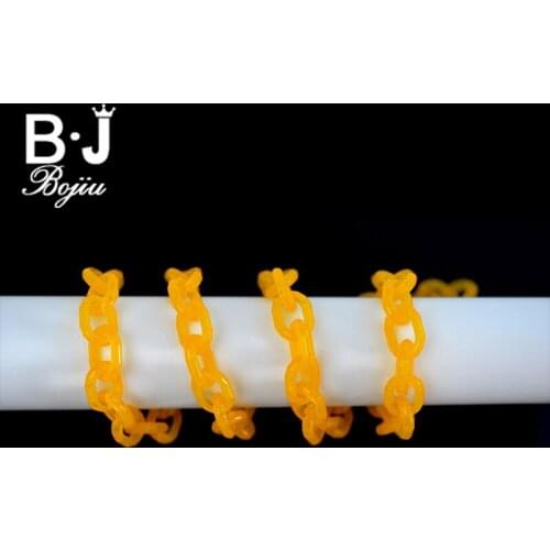 BOJIU 1 M Small Link Resin Yellow Choker Necklace Chain Multifunction Colorful Women Charm Bag Chain Fashion Decorations NK1048