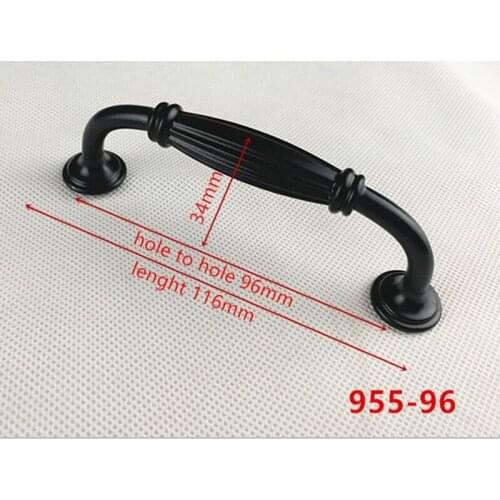 Zinc Alloy Black Cabinet Handles American style Kitchen Cupboard Door Pulls Drawer Knobs Fashion Furniture Handle B-955-96