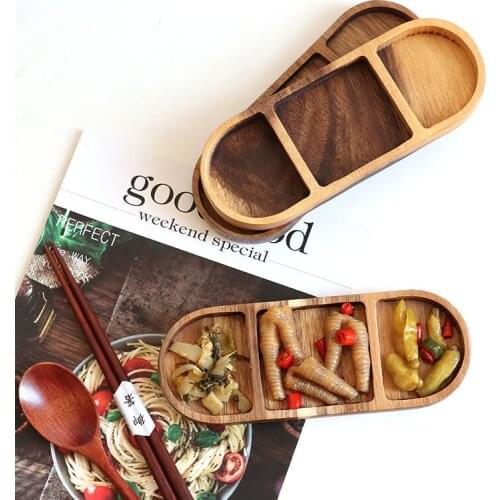 Wooden Dishes Seasoning Dipping Bowl Dish Trinket Plate Sauce Dish Dish for Kitchen Japanese Multi-Purpose Dishes