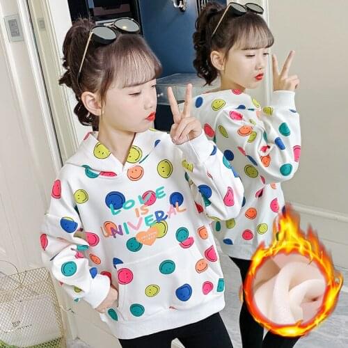 Kids Jacket 2020 Autumn Winter Girls Print Hooded Tops Outerwear Children Clothes Warm Girls Sweatshirt Coat 4 6 8 10 12 Years