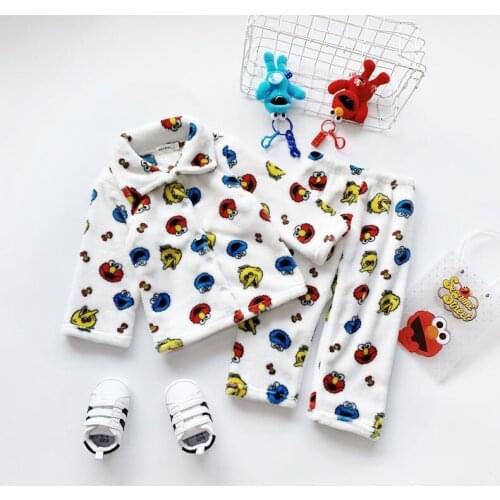 2019 Winter Casual Cartoon pajamas For Children Solid Long Sleeve Pajamas Kids High Quality Fashion Pajama Set
