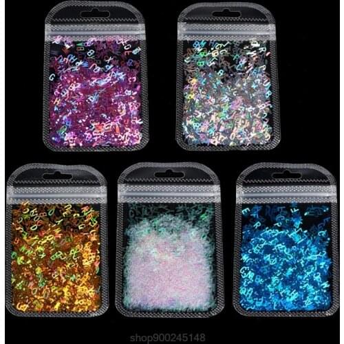 5 Colors Alphabet Holographic Laser- Letters Chunky Glitter Resin Chunky Letters Mixed Sequins 2g Per N25 20 Dropshipping
