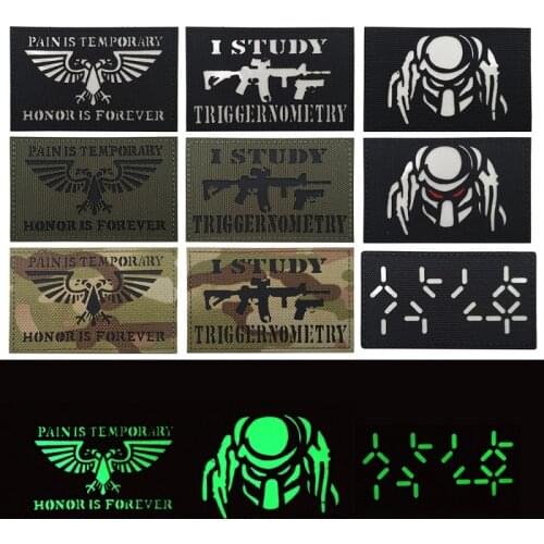 Predator Reflective Badge Patch Nylon Fabric English Alphabet Pattern Jagged Warrior Luminous Armband Velcro Backpack Sticker