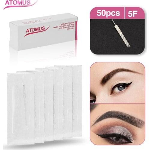50Pcs 1R 3R 5R Tattoo Needle 5F Permanent Makeup NeedlesMicroblading For Tattoo Eyebrow Pen Machine