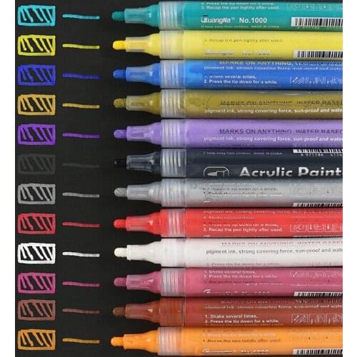 12 color acrylic paint marker pen Student Oil Wood Pencils hook line pen Water-based signature pens Office Supplies Watercolor
