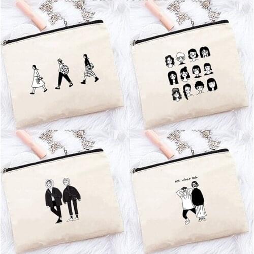 Girl Print Multifunction Man Women Makeup Bag Canvas Cosmetic Bag Make Up Organizer Toiletry Bag Kits Storage Travel Wash Pouch