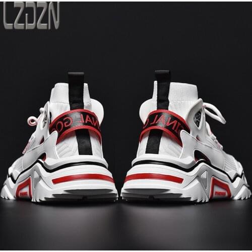 Trendy Shoes Daddy Ins White Mens Hip-Hop High-Top Sports Mid-State High-Waist Basketball Lnner Increase Thick Bottom