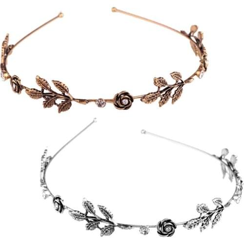 Fashion Women Leaf Rhinestone Head Chain Jewelry Headband Head Piece Hair Band