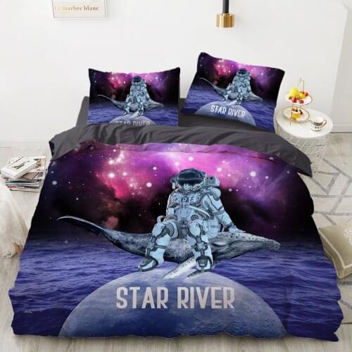 Cartoon Childrens Bedding set for kids baby girls Duvet cover set pillow case Bed linens Quilt cover 135 140x200 Space RIVER
