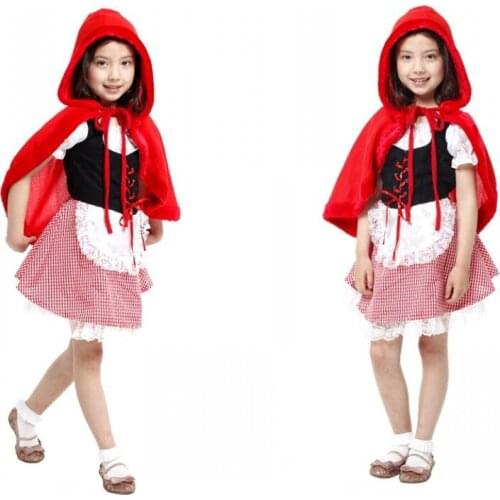 2021 New Little Red Riding hood Cosplay costume for Girls Halloween Carnival Fantasia Party girls Fancy Dress children Dress Up