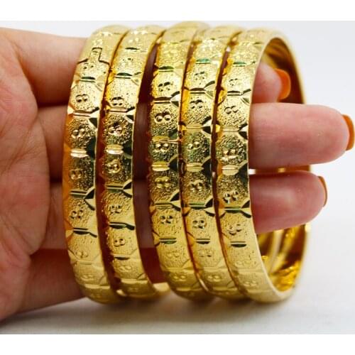 6 pçs dubai pulseiras largas habesha jóias etíope presente de casamento da noiva africano 24k cor do ouro pulseiras para mulhere