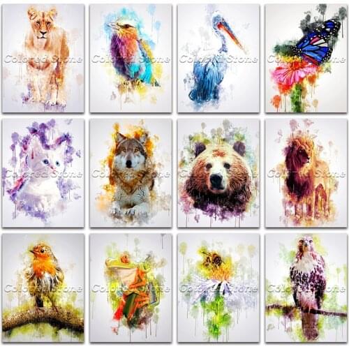 5D Full Square Diamond painting embroidery Cross stitch lion cat wolf bear bee eagle 3D DIY Round Drill Drawing mosaic L130