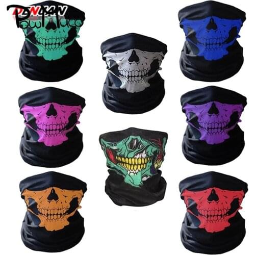 Powmuco 3D Seamless Magic Bandana Clown Ghost Skull Tube Neckchief Gaiter Warmer Face Cover Headwear Black Halloween Scarf