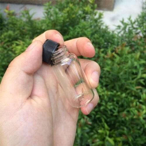 27*70*14mm 25ml Glass Bottles With Plastic Lid Transparent Empty Glass Gift Bottles Jars Black Cap 50pcs/lot