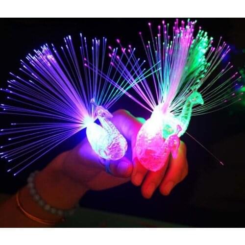 30pcs Luminous Party Carnival Glowing Props Children Toy Peacock Finger Decoration Light Flashing LED Christmas Lights Holiday
