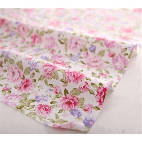 Syunss Pink Peony Floral Printed 100% Cotton Fabric Tissue Sewing Telas DIY Patchwork Quilting Baby Bedding Textile Tecido