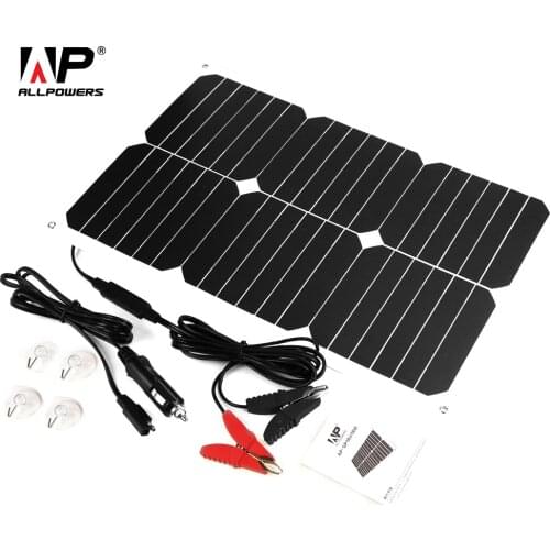 ALLPOWERS Sun power Solar Panel Charger 18V 18W Car Battery Maintainer Charger for 12V Battery Motorcycle Boat Fish Finder etc