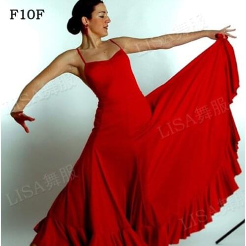 Women Flamenco Dancing Skirt Black Red Lady Spain Bullring Dance Dress Adult Custom Made Stage Ballroom Competition Dresses